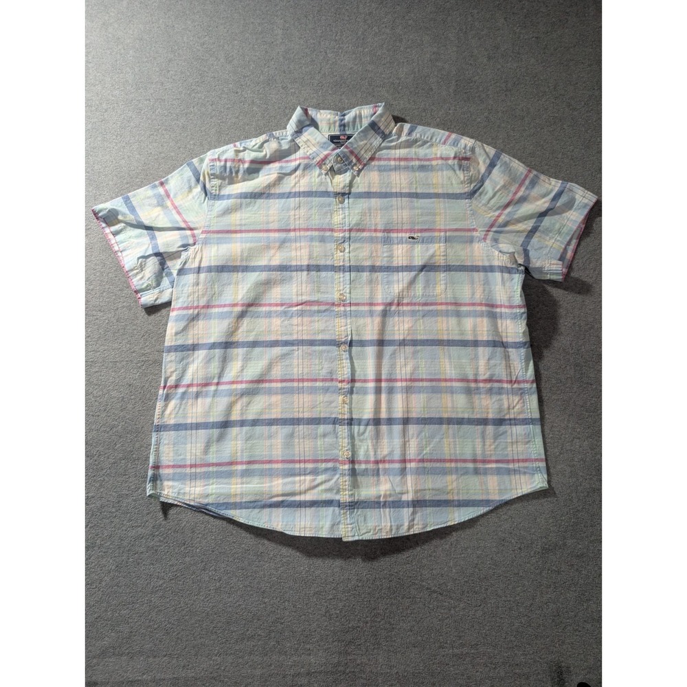Vineyard Vines Pastel Plaid Tucker Shirt XXL Slim Fit‎ Short Sleeve Button Up